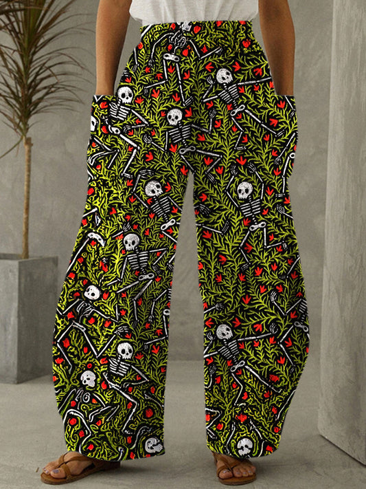 Skull Print Casual Pants